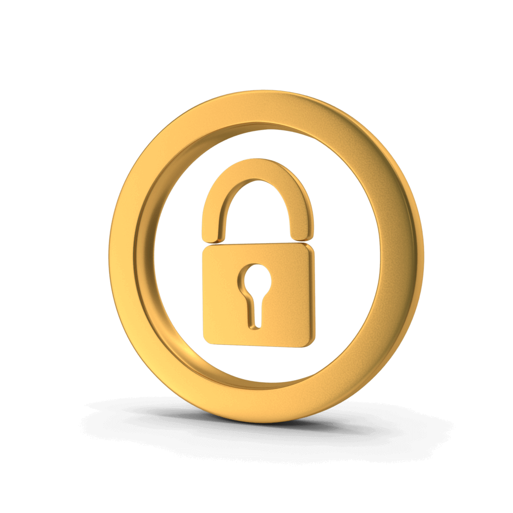 Gold Secure Web Lock Symbol